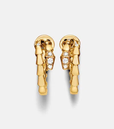 Bvlgari Serpenti Viper 18kt Gold Hoop Earrings With Diamonds