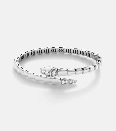 Bvlgari Serpenti Viper 18kt White Gold Bracelet With Diamonds In Metallic