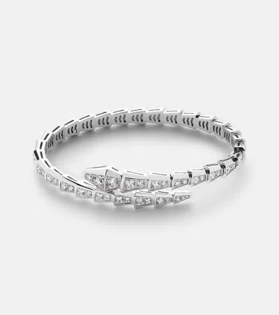 Bvlgari Serpenti Viper 18kt White Gold Bracelet With Diamonds In Silver