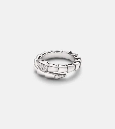Bvlgari Serpenti Viper 18kt White Gold Ring With Diamonds In Metallic