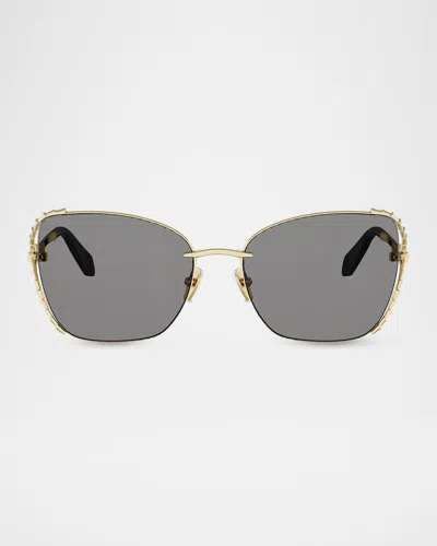 Bvlgari Serpenti Viper 56mm Butterfly Sunglasses In Gold