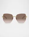 Bvlgari Serpenti Viper Geometric Metal Sunglasses, 59mm In Gldbrng