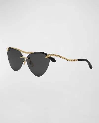 Bvlgari Serpenti Viper Cat-eye Sunglasses In Gold/gray Solid