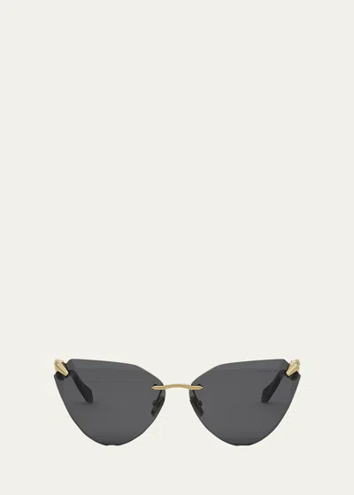 Bvlgari Serpenti Viper Cat-eye Sunglasses In Gold Violet