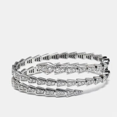 Pre-owned Bvlgari Serpenti Viper Diamond 18k White Gold Bracelets S