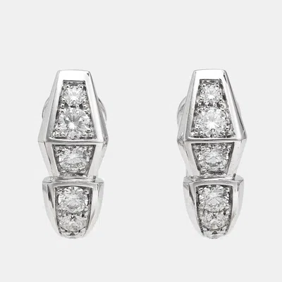 Pre-owned Bvlgari Serpenti Viper Diamond 18k White Gold Earrings