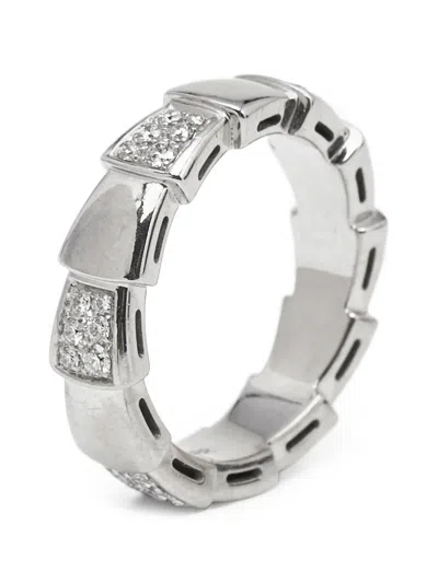 Pre-owned Bvlgari Serpenti Viper Diamond Ring In Silver
