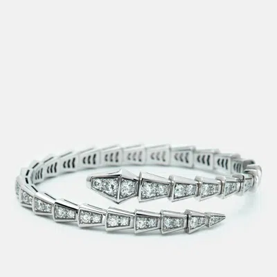 Pre-owned Bvlgari Serpenti Viper Diamonds 18k White Gold Bracelet S