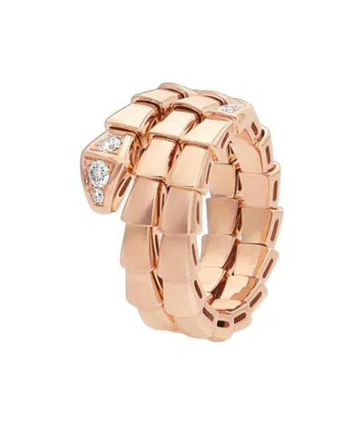 Bvlgari Womens Rose Gold Serpenti Viper 18ct Rose-gold And 0.1ct Brilliant-cut Diamond Ring