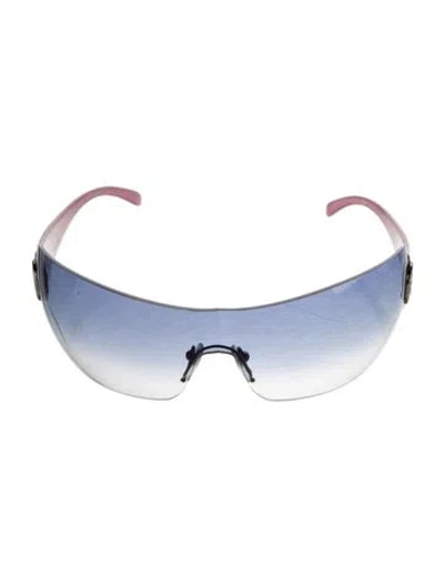 Pre-owned Bvlgari Shield Gradient Sunglasses In Pink