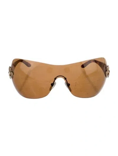 Pre-owned Bvlgari Shield Tinted Sunglasses In Brown