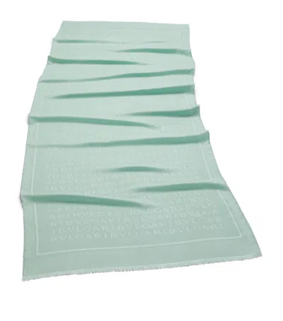 Bvlgari Silk-cotton Logo Scarf In Green
