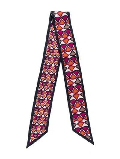 Pre-owned Bvlgari Silk Graphic Print Scarf In Blue