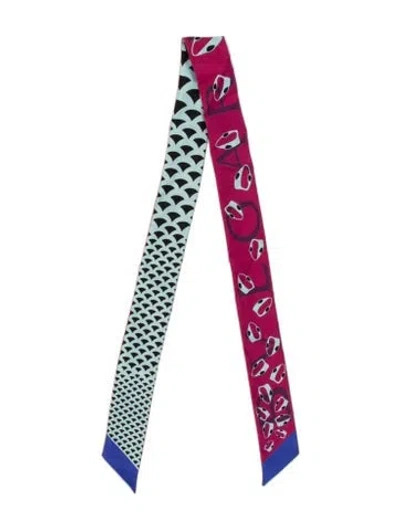 Pre-owned Bvlgari Silk Graphic Print Scarf In Blue