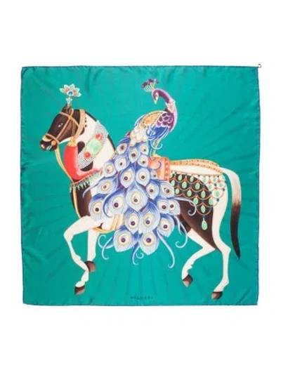 Pre-owned Bvlgari Silk Graphic Print Scarf In Green