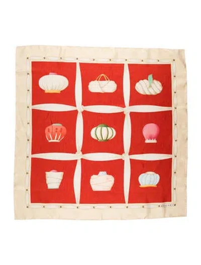 Pre-owned Bvlgari Silk Graphic Print Scarf In Neutrals/red