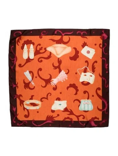 Pre-owned Bvlgari Silk Graphic Print Scarf In Orange