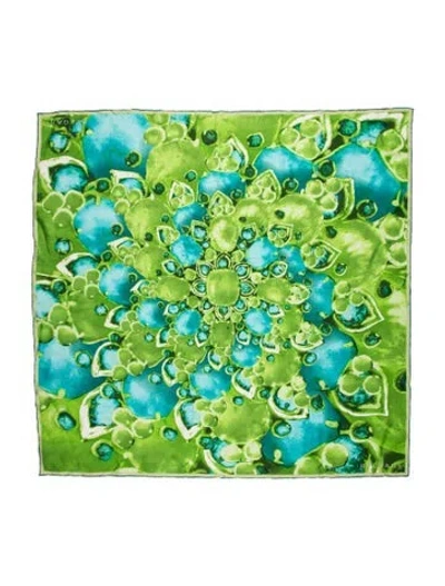 Pre-owned Bvlgari Silk Patterned Scarf In Green