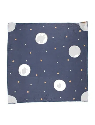 Pre-owned Bvlgari Silk Polka Dot Print Scarf In Blue
