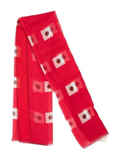 Pre-owned Bvlgari Silk Polka Dot Print Scarf W/ Tags In Red