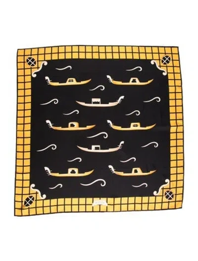 Pre-owned Bvlgari Silk Printed Scarf In Black