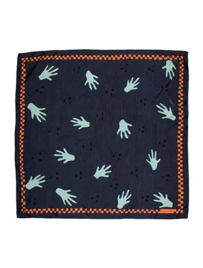 Pre-owned Bvlgari Silk Printed Scarf In Blue
