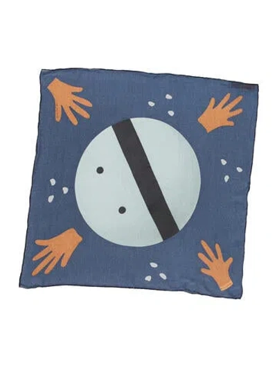 Pre-owned Bvlgari Silk Printed Scarf In Blue