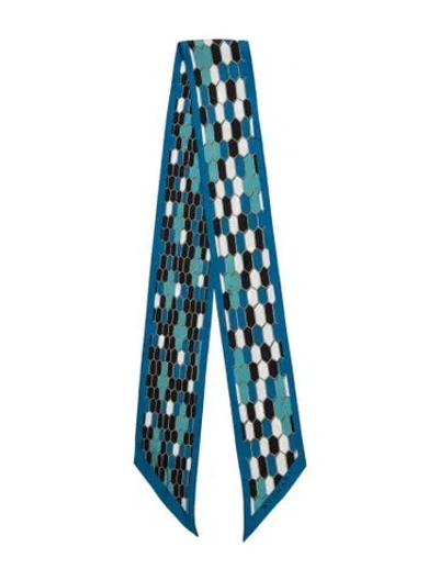 Pre-owned Bvlgari Silk Printed Scarf In Blue