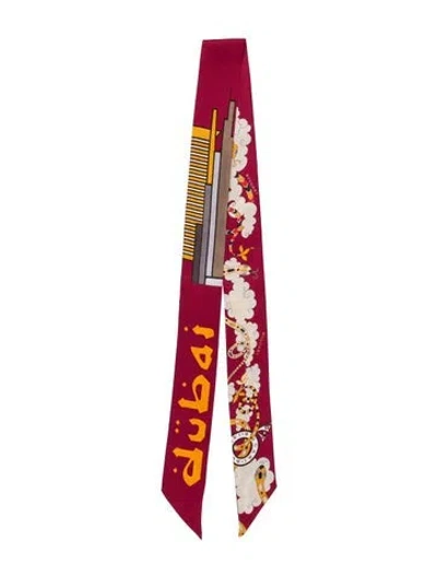 Pre-owned Bvlgari Silk Printed Scarf In Burgundy