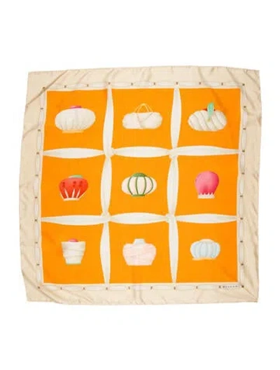Pre-owned Bvlgari Silk Printed Scarf In Orange