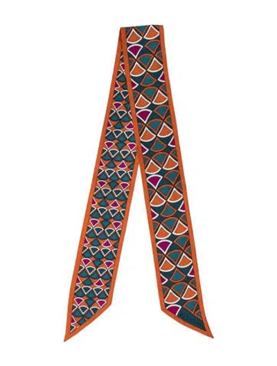Pre-owned Bvlgari Silk Printed Scarf In Orange