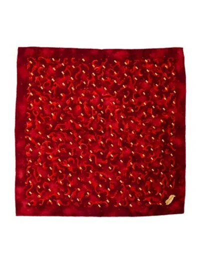 Pre-owned Bvlgari Silk Printed Scarf In Red