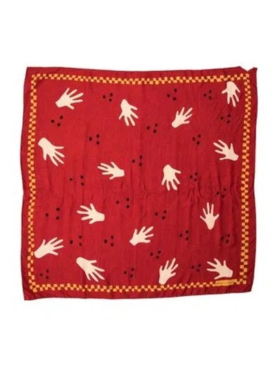 Pre-owned Bvlgari Silk Printed Scarf In Red
