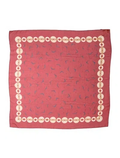 Pre-owned Bvlgari Silk Printed Scarf In Red