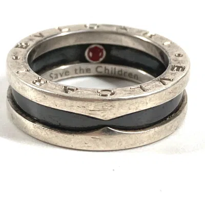 Pre-owned Bvlgari Silver Black Silver 925 Band Ring () In Multi