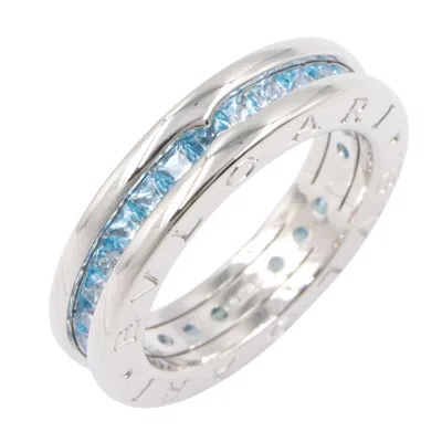 Pre-owned Bvlgari Silver Blue White Gold (18k) Band Ring () In Silver, Blue