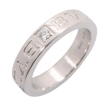Pre-owned Bvlgari Silver Clear White Gold (18k) Band Ring () In Silver, Clear