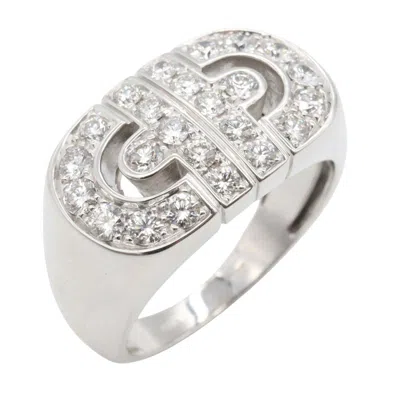 Pre-owned Bvlgari Silver Clear White Gold (18k) Band Ring () In Silver, Clear
