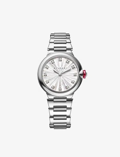 Bvlgari Silver Re00006 Lvcea Stainless-steel And 0.22ct Diamond Automatic Watch