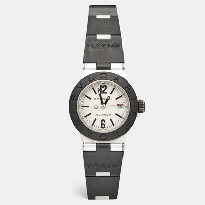 Pre-owned Bvlgari Silver Two-tone Aluminum Rubber Diagono Al29ta Women's Wristwatch 29 Mm