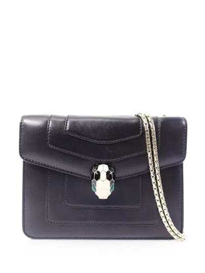 Pre-owned Bvlgari Small Serpenti Forever Chain Shoulder Bag In Black