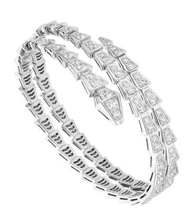 Bvlgari Small White Gold And Diamond Serpenti Viper Bracelet