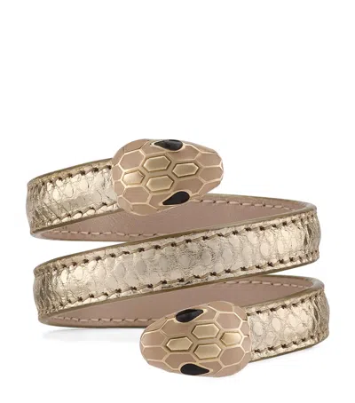 Bvlgari Snakeskin Leather Serpenti Forever Cleopatra Bangle In Gold