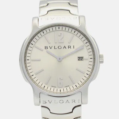 Pre-owned Bvlgari Solotempo St35s Quartz Silver Stainless Steel Men's Wristwatch 35.5 Mm