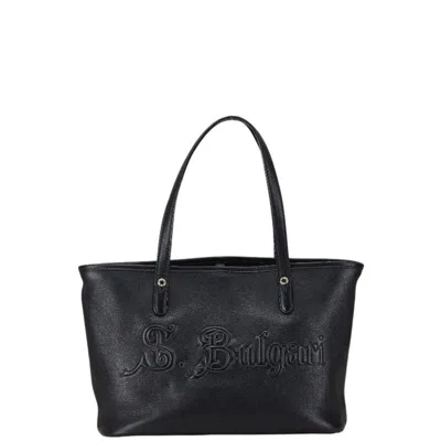 Pre-owned Bvlgari Sotirio Bulgari Black Leather Tote Bag ()