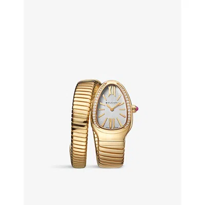 Bvlgari Unisex Yellow Gold Yellow Gold Sp35c6gdg.1t Serpenti Tubogas 18ct Yellow-gold And 0.29ct Bri