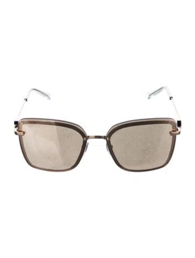 Pre-owned Bvlgari Square Mirrored Sunglasses In Metallic/pink