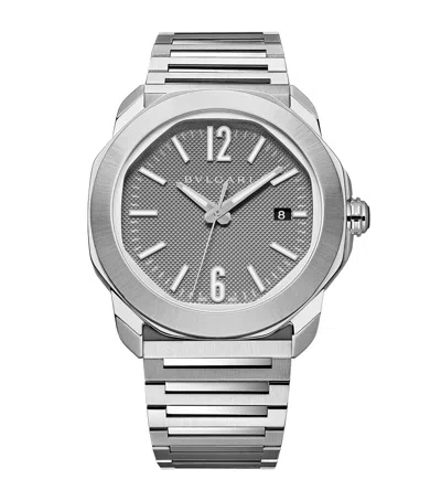 Bvlgari Stainless Steel Octo Roma Automatic Watch In Metallic