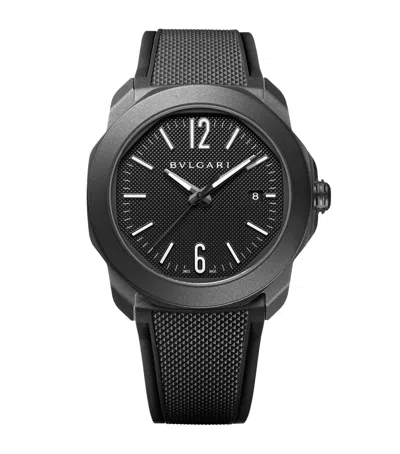 Bvlgari Stainless Steel Octo Roma Watch In Black