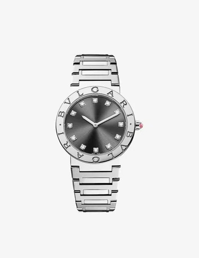 Bvlgari Stainless Steel Stainless Steel And Diamond Watch